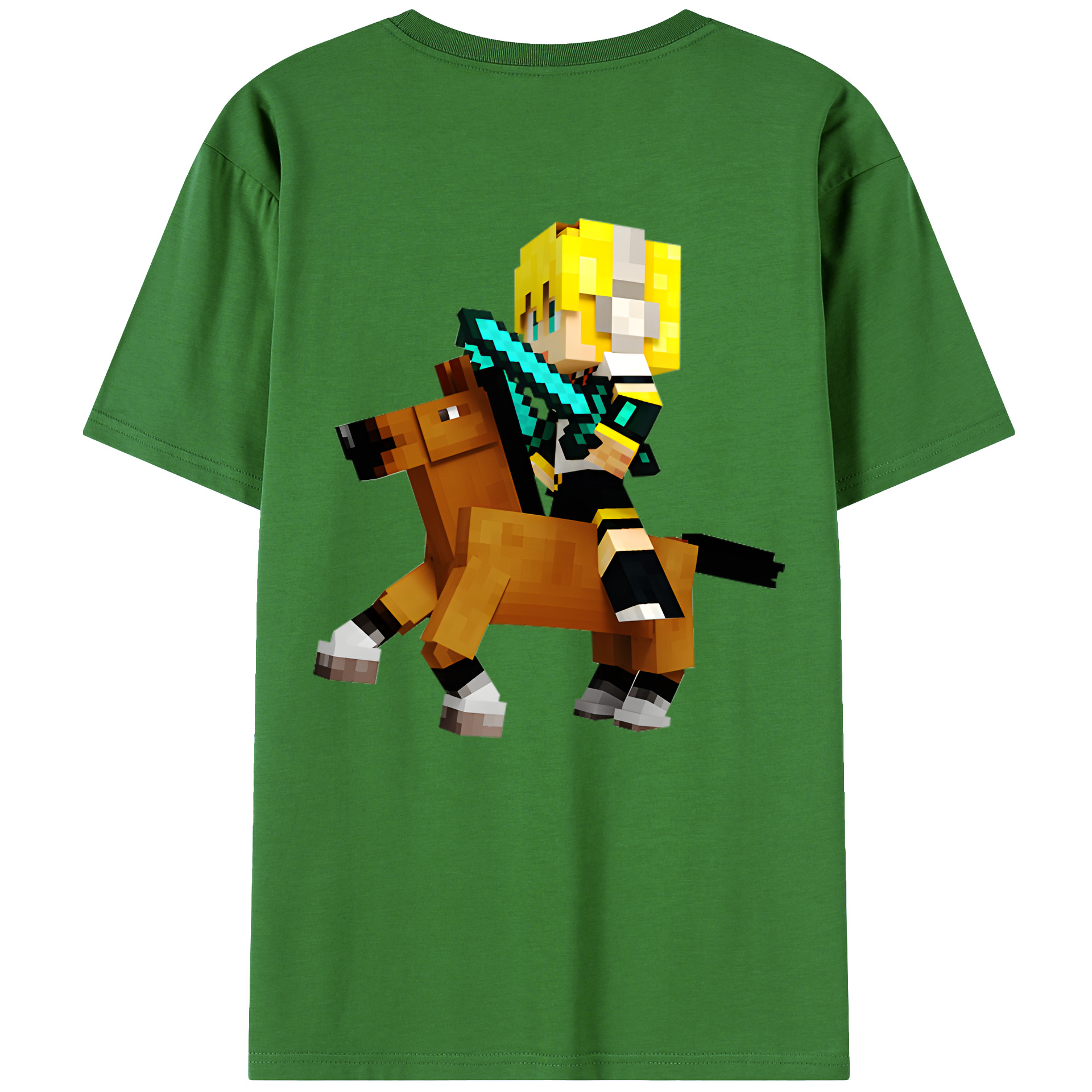 （画像用） マインクラフト ブロックの世界 Minecraft MC Block world レディース半袖Tシャツ(バックプリント)